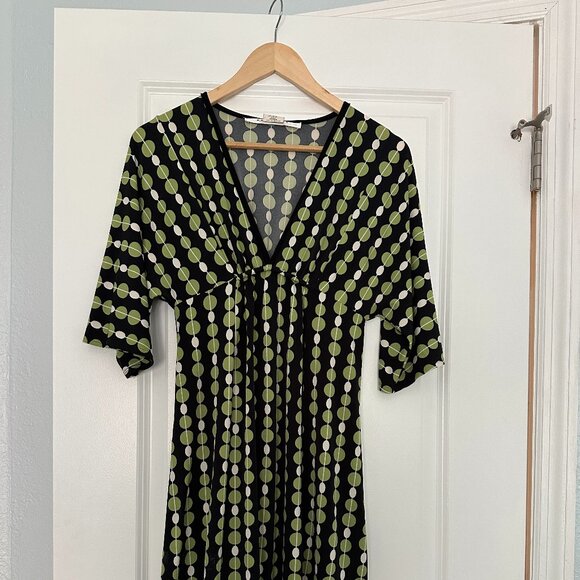 Max Studio green dot empire waist dress xs - Picture 2 of 5